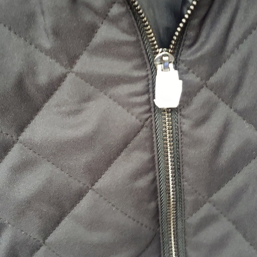 Denim & Co. Quilted Long Coat with Rib Trim BLACK new - Picture 5 of 7